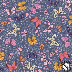 P&B Textiles Flutter Blooms Packed Butterflies and Blooms Blue P&B Textiles Flutter Blooms Packed Butterflies and Blooms Blue