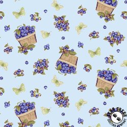 Henry Glass Berrylicious Tossed Baskets and Berries Blue Henry Glass Berrylicious Tossed Baskets and Berries Blue