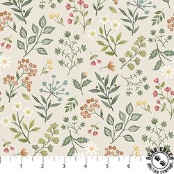 Northcott Woodland Heart Floral Beige/Multi