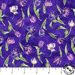 Northcott Tulip Garden Mini Tulips Purple/Multi