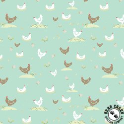 Riley Blake Designs Clover Farm Chickens Mint