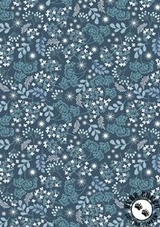 Lewis and Irene Fabrics A Winter's Moon Frosted Foliage Winter Skies Blue with Pearl Lewis and Irene Fabrics A Winter's Moon Frosted Foliage Winter Skies Blue with Pearl
