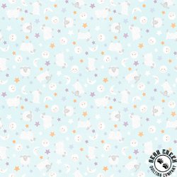 Maywood Studio Little Chicks Flannel Lambies and Moon Aqua