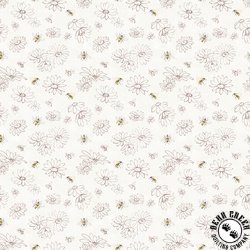 Clothworks Daisy Field Floral Sketch Cream Clothworks Daisy Field Floral Sketch Cream