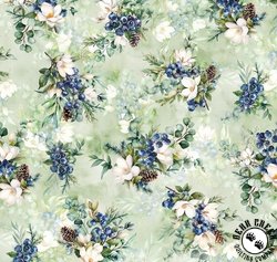 Hoffman Fabrics Forest Fawn Berries and Pinecones Eucalyptus Hoffman Fabrics Forest Fawn Berries and Pinecones Eucalyptus