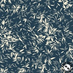P&B Textiles Koi Pond Graphic Bamboo Leaves Navy P&B Textiles Koi Pond Graphic Bamboo Leaves Navy