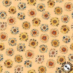 QT Fabrics Poultry in Motion Sunflowers Peach