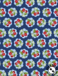 Wilmington Prints Sweet Cherry Floral Cherry Navy