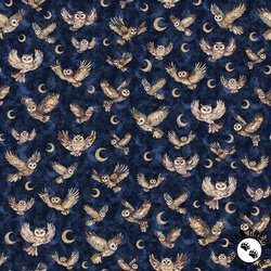 QT Fabrics Night Owls Flying Owls Dark Navy QT Fabrics Night Owls Flying Owls Dark Navy