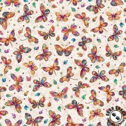 QT Fabrics Fluttering Garden Butterflies Oatmeal QT Fabrics Fluttering Garden Butterflies Oatmeal