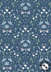 Lewis and Irene Fabrics The Water Gardens Graceful Reflections Navy Blue Lewis and Irene Fabrics The Water Gardens Graceful Reflections Navy Blue