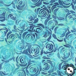 Anthology Fabrics Fantasia Batik Rosebush Teal