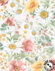 Wilmington Prints Daisy Days Packed Floral Cream