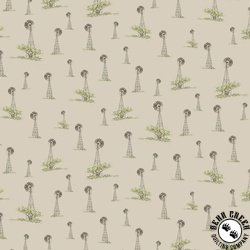 P&B Textiles Farm View Windmills Neutral/Midtone Tan