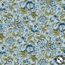 Studio E Fabrics Ashdown Forest Jacobean Floral Light Blue