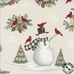 Moda Winter Friends Snowman and Cardinal Allover Snowy White Moda Winter Friends Snowman and Cardinal Allover Snowy White