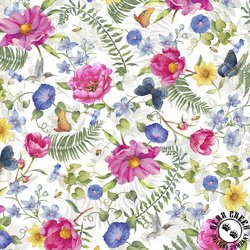 P&B Textiles Indigo Song Allover Floral White