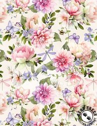 Wilmington Prints Fleur Amour Large Florals Cream