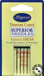Superior Titanium-Coated Topstitch Needles #100/16 Superior Titanium-Coated Topstitch Needles #100/16
