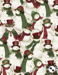 Wilmington Prints Woodland Snowmen Packed Snowmen Cream