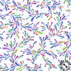 P&B Textiles Peacock Serenade Flowing Feathers White P&B Textiles Peacock Serenade Flowing Feathers White