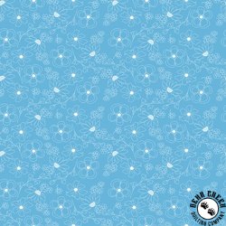Riley Blake Designs Painted Petals Outlined Flowers Blue Riley Blake Designs Painted Petals Outlined Flowers Blue