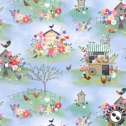 Clothworks Simple Life Farm Life Toile Light Denim Clothworks Simple Life Farm Life Toile Light Denim