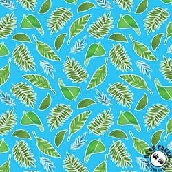 Benartex Rainforest Glow Tropical Leaves Medium Turquoise Benartex Rainforest Glow Tropical Leaves Medium Turquoise