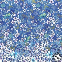Benartex Metallic Impressions Meadow Cobalt Benartex Metallic Impressions Meadow Cobalt