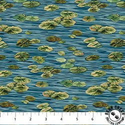 Northcott Autumn Woodland Naturescapes Lily Pads Blue Multi