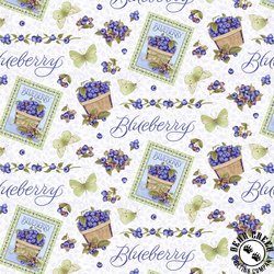 Henry Glass Berrylicious Allover Blueberries White/Blue Henry Glass Berrylicious Allover Blueberries White/Blue