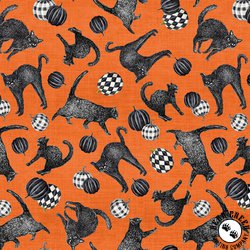 Studio E Fabrics Fear Factory Cat Toss Orange