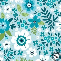 Benartex Seaside Garden Cottage Garden Aquamarine Benartex Seaside Garden Cottage Garden Aquamarine