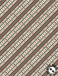 Wilmington Prints Woodland Snowmen Ticking Stripe Cream