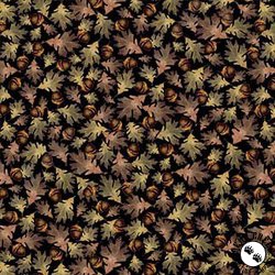 Michael Miller Fabrics Woodland Leaves Acorns Chocolate