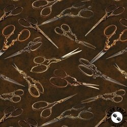 Blank Quilting Forget Me Not Scissors Brown Blank Quilting Forget Me Not Scissors Brown