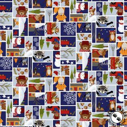 Studio E Fabrics A Day in the Woods Patchwork Deep Blue