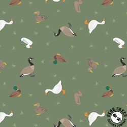 Lewis and Irene Fabrics Small Things Rivers and Creeks Ducks and Geese Green