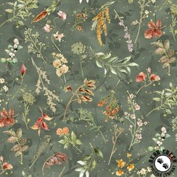 Hoffman Fabrics Harvest Bouquet Tossed Ferns and Flowers Earl Grey Hoffman Fabrics Harvest Bouquet Tossed Ferns and Flowers Earl Grey