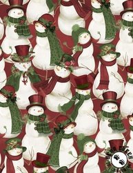Wilmington Prints Woodland Snowmen Packed Snowmen Red Wilmington Prints Woodland Snowmen Packed Snowmen Red