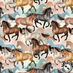Benartex Gone Country Running Horses Multi Benartex Gone Country Running Horses Multi
