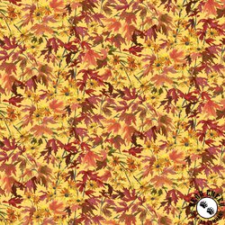 P&B Textiles Autumn Retreat Tossed Leaves Yellow
