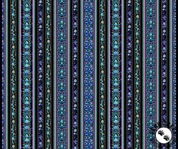 QT Fabrics Fantasia Floral Border Stripe Black