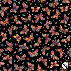 QT Fabrics Fluttering Garden Butterflies Black QT Fabrics Fluttering Garden Butterflies Black