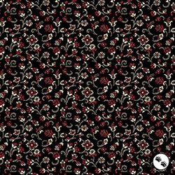 QT Fabrics Oxford Archival Flower with Dotted Scroll Black QT Fabrics Oxford Archival Flower with Dotted Scroll Black