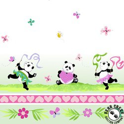 Susybee Panda Party Double Border Soft Green