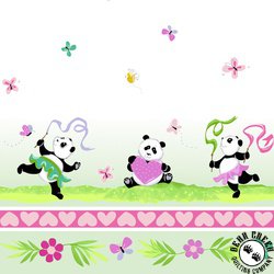 Susybee Panda Party Double Border Soft Green Susybee Panda Party Double Border Soft Green