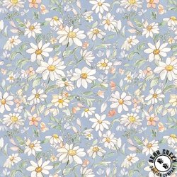 Clothworks Daisy Field Packed Floral Light Denim Clothworks Daisy Field Packed Floral Light Denim