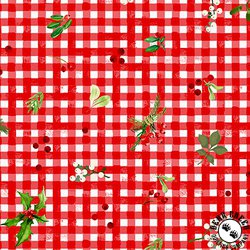 Maywood Studio Winter Wreaths Gingham Greens Red Maywood Studio Winter Wreaths Gingham Greens Red