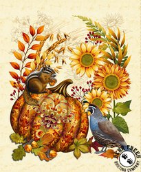 Studio E Fabrics Autumn Fields Pumpkin Panel Cream Studio E Fabrics Autumn Fields Pumpkin Panel Cream